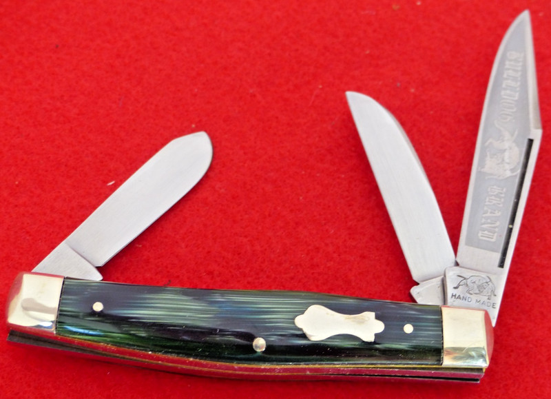 Bulldog Brand Germany PIT BULLS reverse frosted etch mint Stockman Knife