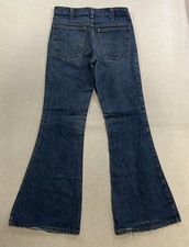 Vintage 80  s Levi  s 684 Orange Tab Bellbottom Flare Dark Denim Jeans Size 31x34
