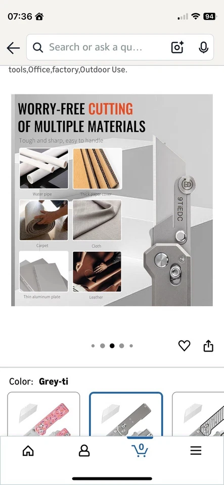 9TiEDC Folding Utility Knife Titanium Handle Razor Knife & EDC Pocket Knife EDC - Image 2 of 4