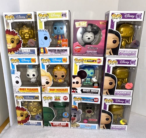 Funko Pop Disney Lot 12 Baloo Simba Pocahontas Pegasus Hercules Mickey Skeeter