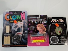 Lot Of 3 Vintage Halloween Makeup And Hair Color Kits Blister Packs Clown Kit