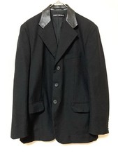ISSEY MIYAKE issey miyake Men s Leather Lapel Leather Mixed Wool Tailored Jacke