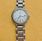 Seiko Watch Women 27mm Silver Dial Two Tone Titanium Date 7N82-0420w/New Battery