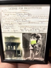 Deadwood Dakota Terr. Brothel License Prostitution Framed Vintage 1881 w/Photo