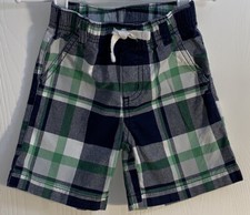 Gymboree Baby Boy&rsquo;s  18-24M Shorts Elastic Waist Green/Navy Blue Plaid Front Tie