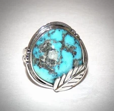 Kingman Arizona Turquoise & Sterling Silver Ring One of a Kind Handmade Boho