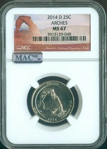2014-D Arches Quarter NGC MS67 MAC Quality 