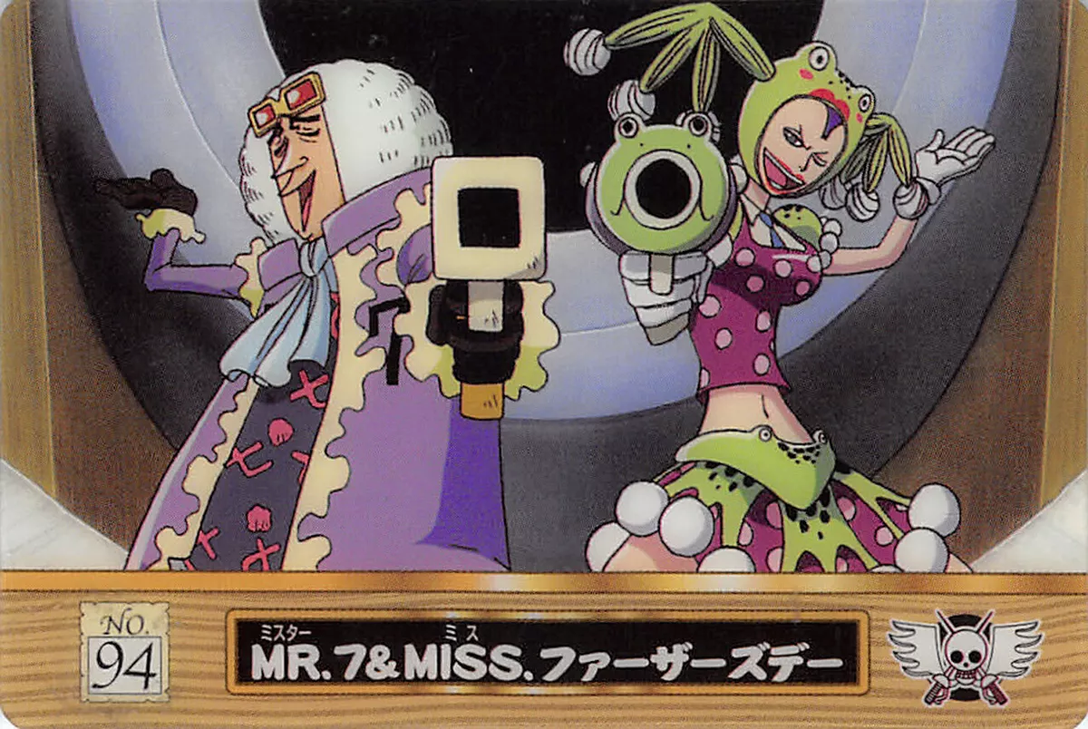 One Piece Mr 7 Previous One Piece Trading Card Gumi No.94 Mr. 7 / Miss Father's Day Bandai Gummy Card | eBay
