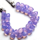 10 Pcs Chinese Lavender Chalcedony Trillion Shape Side Drilled Beads Faceted