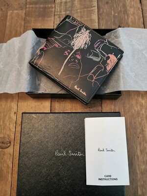 100 % authentische Paul Smith Geldbörse aus glattem Kalbsleder Strandskizze mit Doppelfaltung brandneu in Verpackung 