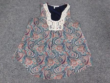 Collective Concepts Womens Blouse XSP Petites Blue Argyle pullover top