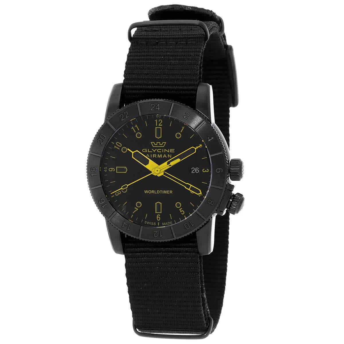 Glycine Airman Contemporary Worldtimer GMT Quartz Black Dial Men s Watch GL1029