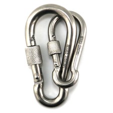 Carabiner Heavy Duty Stainless Steel Locking Carabiner Clips 6 Pack-1/4"