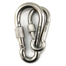 Carabiner Heavy Duty Stainless Steel Locking Carabiner Clips 6 Pack-1/4"