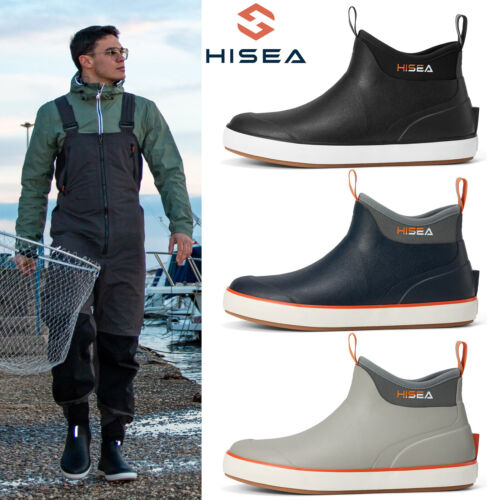 HISEA Men's Deck Rain Boots Waterproof Anti-Slip Arch Support Fishing Sport Work