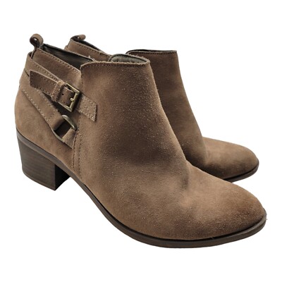 Sonoma Shoes Womens Size Taupe Sonya Ankle Boots Block Heeled Booties  Buckle