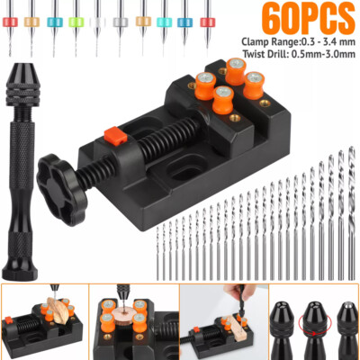59Pcs Pin Vise Precision Drill Set - Includes Mini Twist and PCB Micro Drill Bits for Jewelry