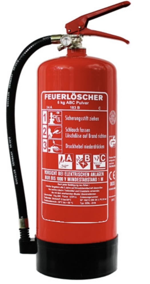 Estintore 6 Kg Polvere ABC Alta Efficienza - Con Supporto A Parete E Cartello Fotoluminescente