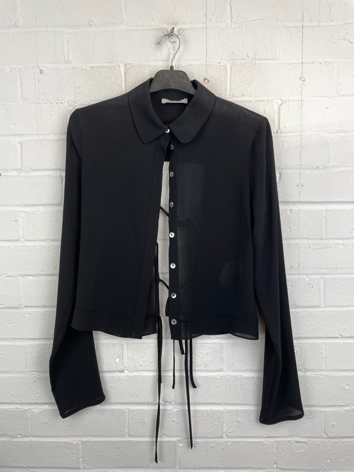 Explosion Black Button Up Long Sleeve Cut Out Back Shirt Women's UK 8 