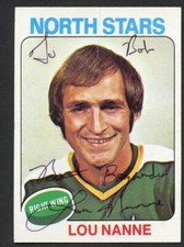 Lou Nanne #143 signed autograph 1975-76 Topps Hockey Trading Card Creased