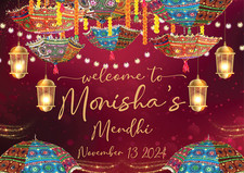 Mendhi | Colorful Mehndi Welcome Signs | Henna Decor | Indian Mehendi Umbrella |