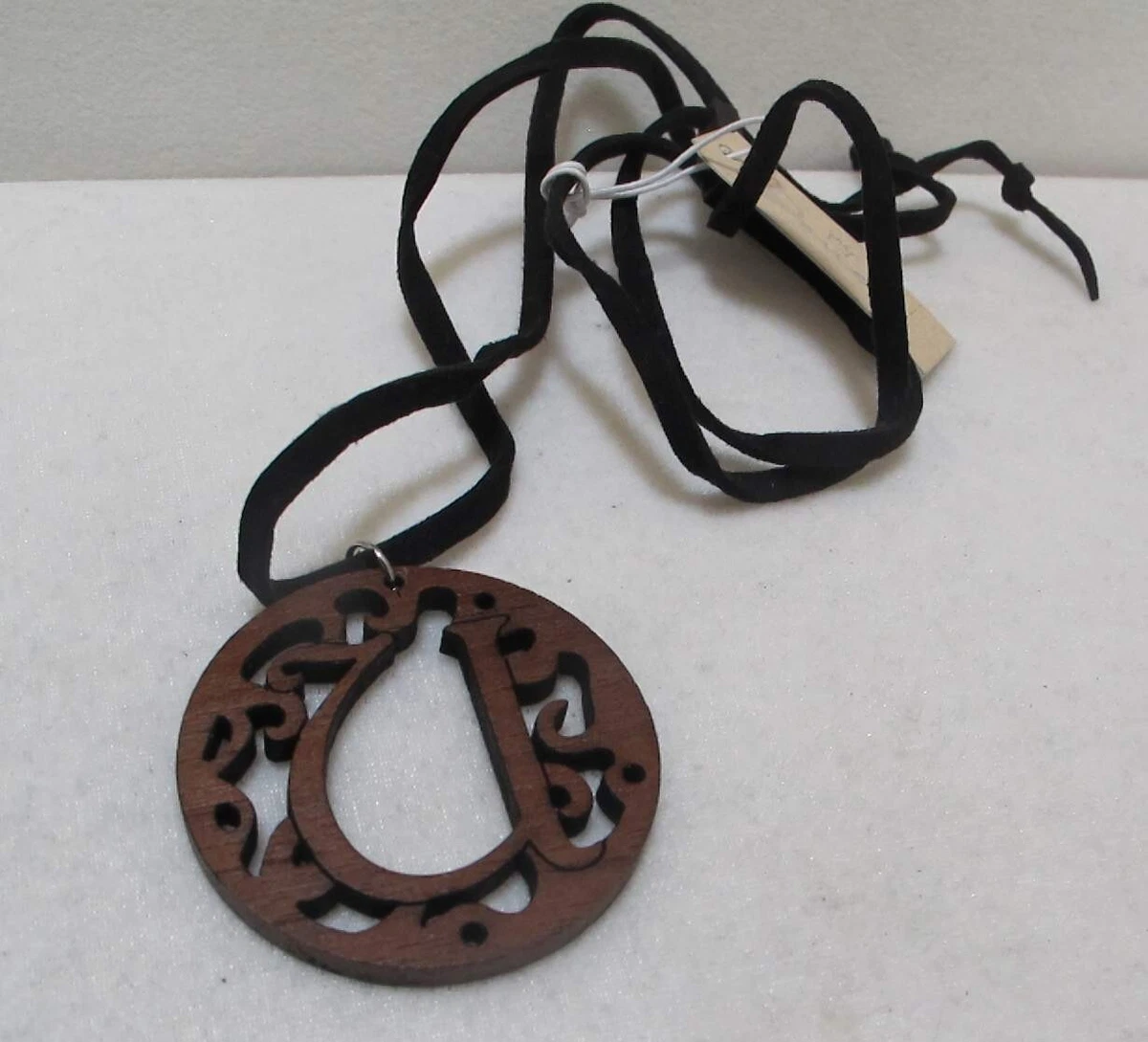 Wooden monogram necklace shop