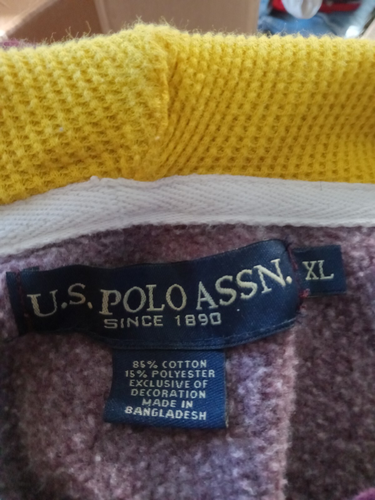 Polo vintage Assassin con cappuccio USPA Big Pony zip uomo taglia XL