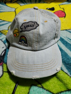 Monkey Tail NEW Denim Distressed Embroidered Adjustable Hat OSFM