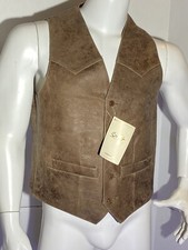New SCULLY Genuine Leather Brown Button Vest Men s Size 38 Western Vest
