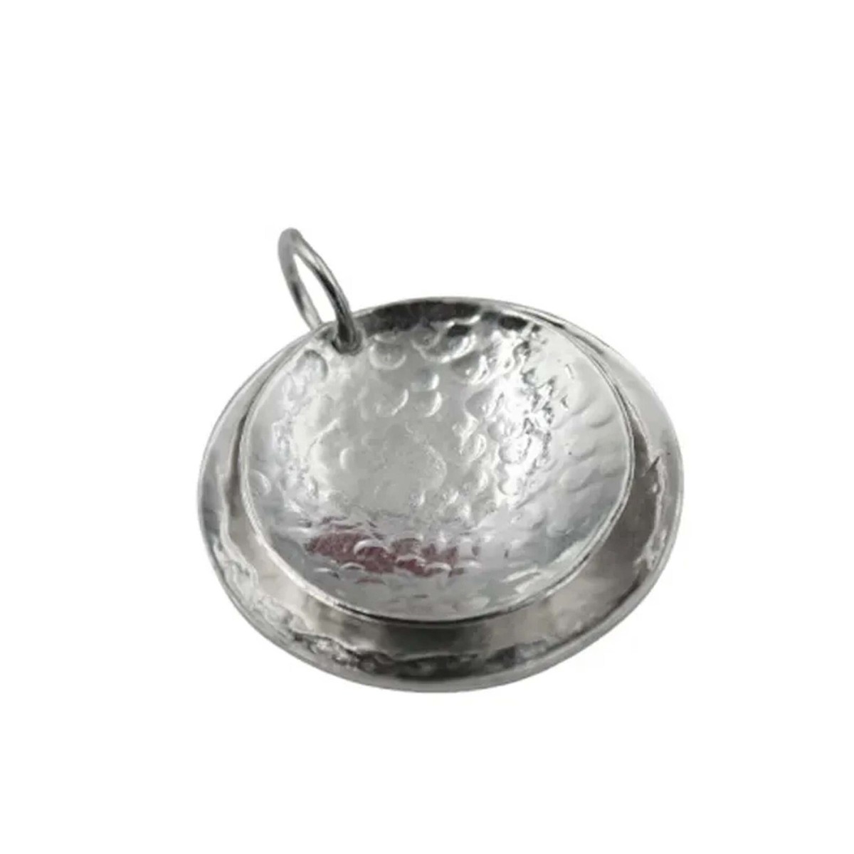 Handmade 925 Silver Hammered Pendant Minimalist Double Disc Handmade 925 Silver Hammered Pendant Minimalist Double Disc