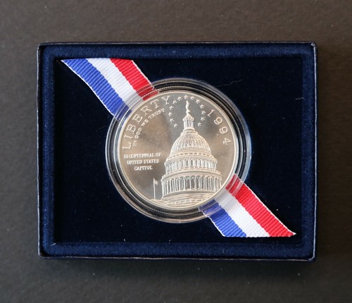 1994 D Silver US CAPITOL Bicentennial Dollar Coin, Airtite Capsule, Box/COA - Picture 4 of 6