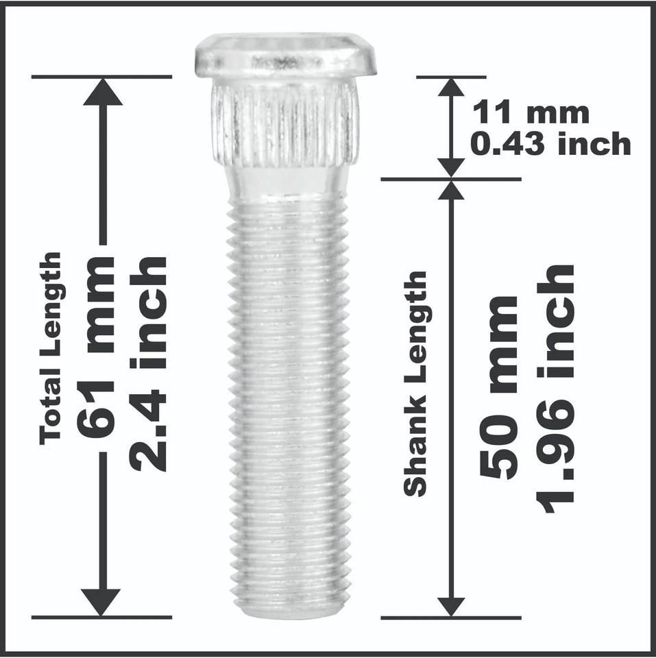 61 mm long extended wheel studs Compatible For chevrolet caprice 1991-1996 10pcs - Image 4 of 4