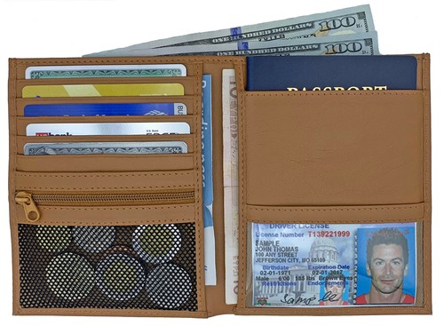 RFID Blocking Genuine Leather Travel Passport Wallet Holder - Picture 47 of 73