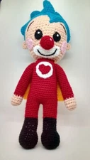 Amigurumi PLIM PLIM CLOWN 12" Handmade Stuffed Crochet Toy Plush Doll Figure