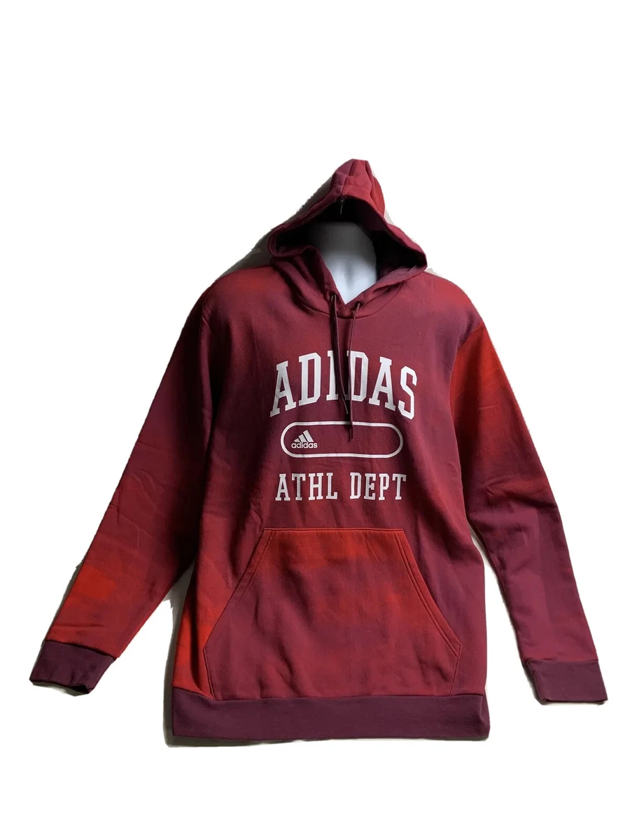 Adidas Athletic Dept Mens Burgundy Drawstring Pullover Hoodie Size