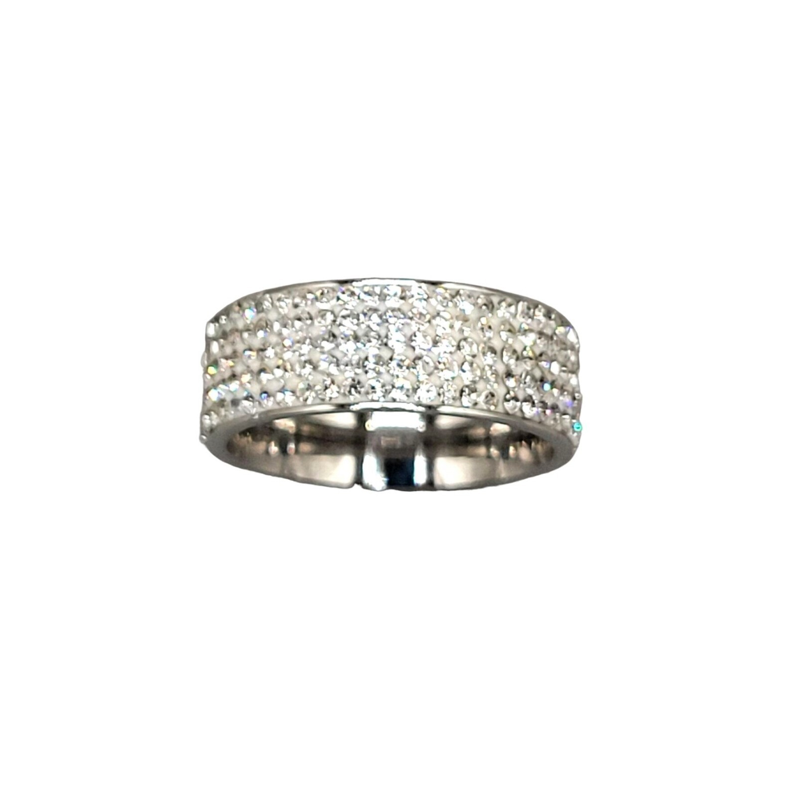 Pave Rhinestone Cocktail Statement Ring Band Silv… - image 6