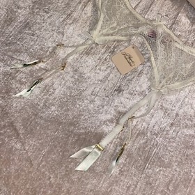 Agent Provocateur Iyla Ivory White Lace Suspender Belt Gold Sexy Cute Bow AP 3
