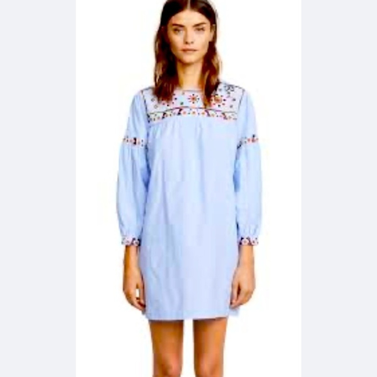 English Factory Dresses Blue Embroidered Cocktail Dress Size S