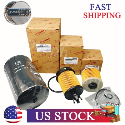 Oil Fuel Filter Kit 23304-78090 23304-EV360 15607-1733 for Hino M4 M5 2022-24 US