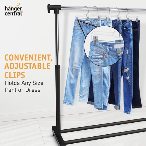Heavy Duty Clear Hangers 12 Pack Adjustable Clips Space Saving Non-Slip New - Picture 8 of 8