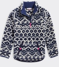 Vineyard Vines Girls Size XS 5-6 Fair Isle Exploded Sherpa 1/4 Zip Pullover 108