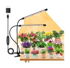 Full Spectrum Dual Heads Clip Grow Lights for Indoor Plants with 3/9/12H Time...