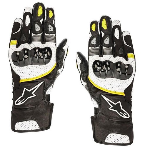 GUANTI MOTO PELLE ESTIVI CON PROTEZIONI ALPINESTARS SP-2 V2  NERO/BIANCO/GIALLO | eBay