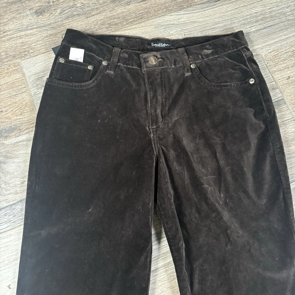 Pantalones de mezclilla David Kahn para mujer talla 8 marrón chocolate gamuza tiro bajo hechos en EE. UU. Foto 2 de 4