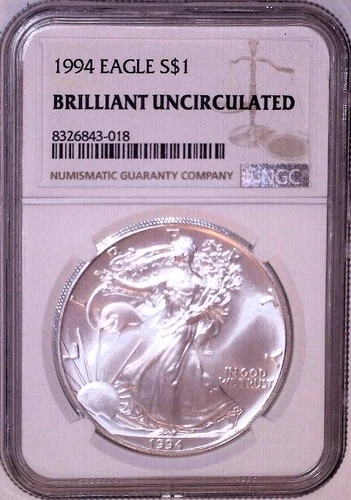 1994 American Silver Eagle $1 BU Brilliant Uncirculated NGC Brown Label