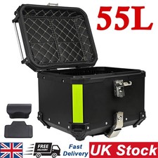 Motorcycle Top Box 55L Aluminium Universal TailBox Luggage Case Waterproof Black