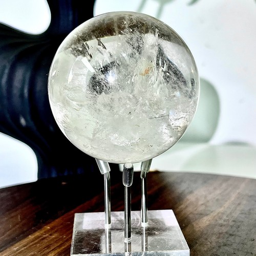 423G  Natural White Crystal Clear Quartz Crystal Sphere Ball Healing Meditation - Picture 6 of 15