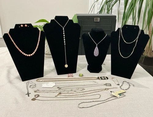 Vintage to Modern Costume Jewelry Lot of 16 Necklaces Bracelets Rings #14