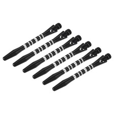6 Pack 45mm Dart Shafts 2BA Thread Aluminum Dart Stems Silver Tone Black