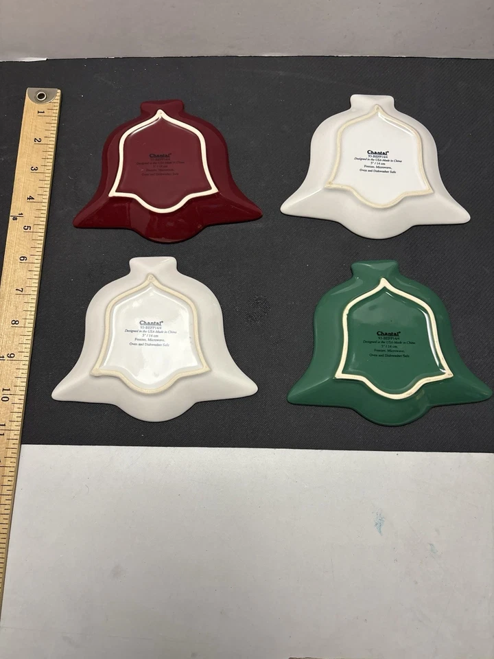 "4 platos de aperitivo/postre en forma de campana Chantal - Borgoña, blanco, verde 5"" - en muy buena condición" Foto 3 de 4